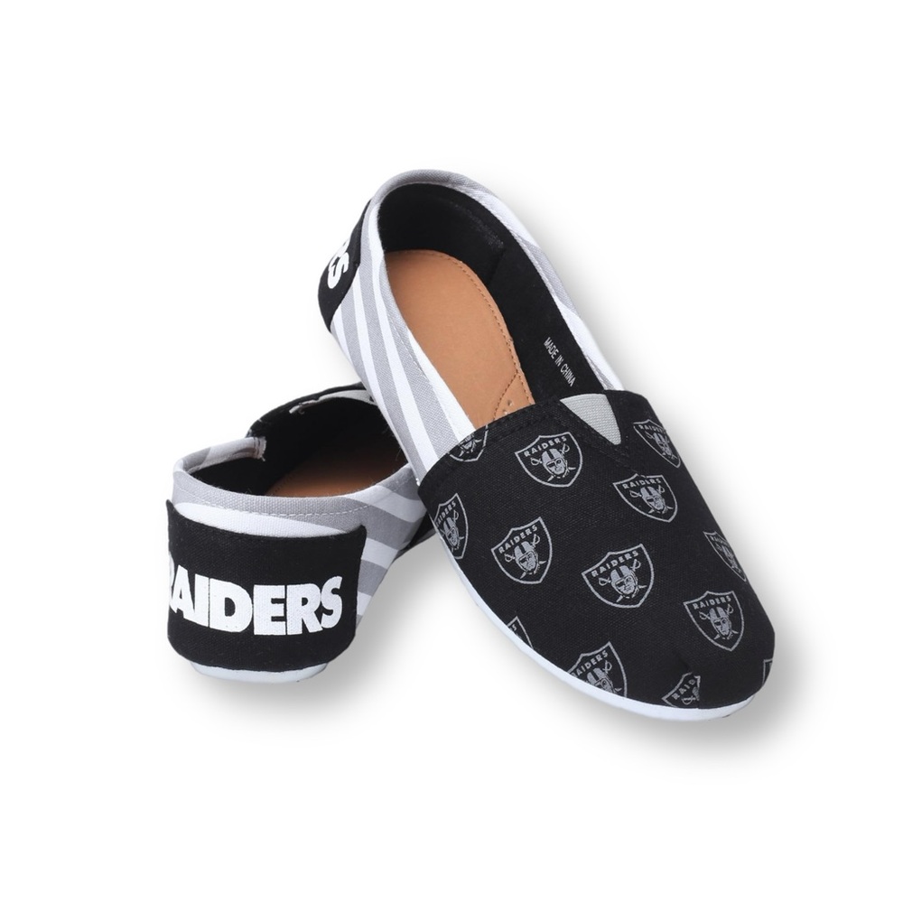 LAS VEGAS RAIDERS NFL WOMENS STRIPE CANVAS SHOES